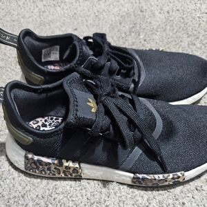 Adidas Women's Black Sneakers with Leopard Accents